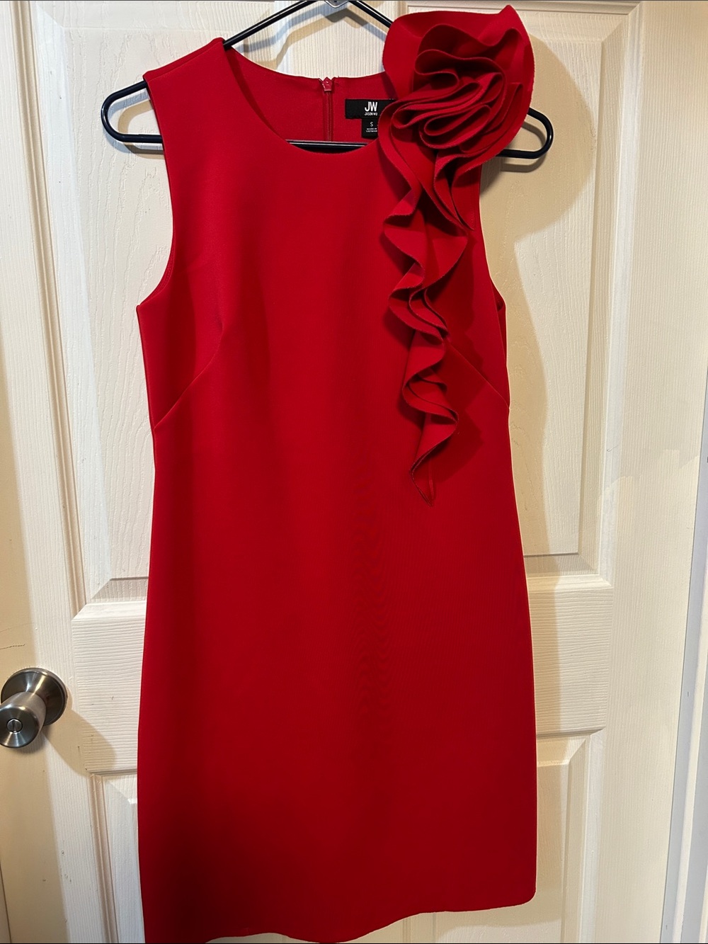 JW ANDERSON Red Sleeveless Mini Dress with Ruffle Detail